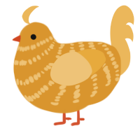 A orange and honey chicken with a bar pattern
