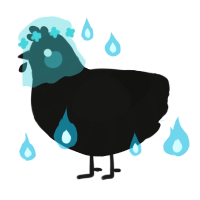 A black chicken with a bar pattern