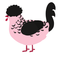 A rose and sable chicken with a half-lace pattern