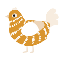 A orange and cream chicken with a bar pattern