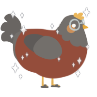 A russet and grey chicken with a head pattern