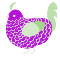 A amethyst and gluppy chicken with a lace pattern