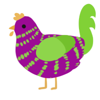 A plum and grass chicken with a bar pattern