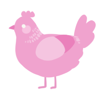 A pink chicken with a neck-band pattern