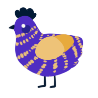 A indigo and honey chicken with a bar pattern