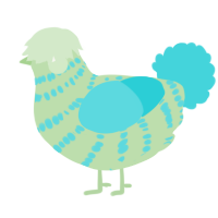 Fascinating, a gluppy and aqua chicken with a bar pattern