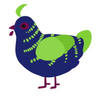 A navy and grass chicken with a half-bar pattern