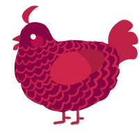 A maroon and crimson chicken with a lace pattern