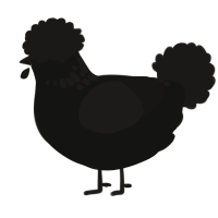 A black and sable chicken with a neck-speckle pattern
