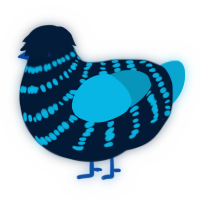 A tumblr and cerulean chicken with a bar pattern