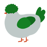 A silver and leaf chicken