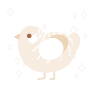 A cream chicken with a half-bar pattern