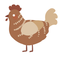 A brown and beige chicken with a half-bar pattern