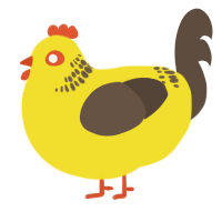 A yellow and bark chicken with a neck-band pattern