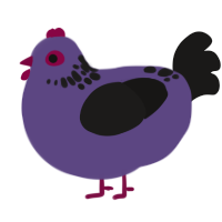 A overcast and sable chicken with a neck-speckle pattern