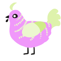 A lavender and apple chicken with a half-bar pattern