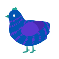 A ultramarine and indigo chicken with a bar pattern