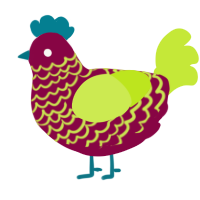A maroon and lime chicken with a lace pattern