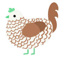 A white and brown chicken with a lace pattern