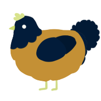 A gold and tumblr chicken with a head pattern