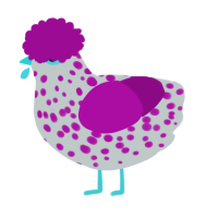 A silver and plum chicken with a speckle pattern