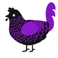 A black and violet chicken with a lace pattern