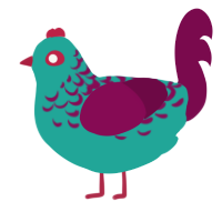 A turquoise and wine chicken with a half-lace pattern