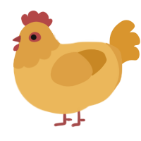A honey and orange chicken with a head pattern