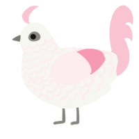 A white and rose chicken with a lace pattern