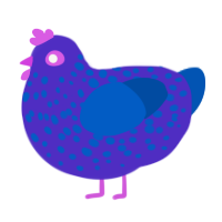 A indigo and ultramarine chicken with a speckle pattern