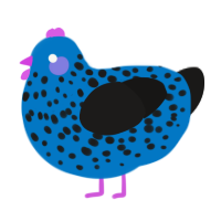 A sapphire and sable chicken with a speckle pattern