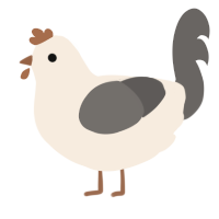 A cream and grey chicken
