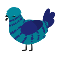 A sea and navy chicken with a bar pattern