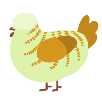 A apple and ochre chicken with a half-bar pattern