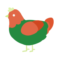 A viridian and vermilion chicken with a head pattern