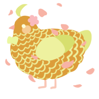 A orange and lemon chicken with a lace pattern
