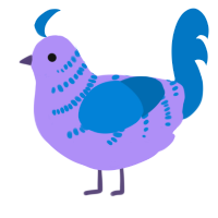 A lilac and sapphire chicken with a half-bar pattern