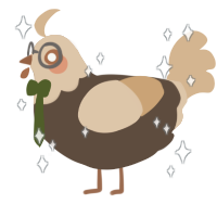 A bark and beige chicken with a head pattern
