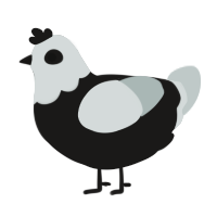 A sable and silver chicken with a head pattern