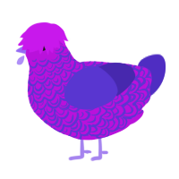 A amethyst and indigo chicken with a double-lace pattern