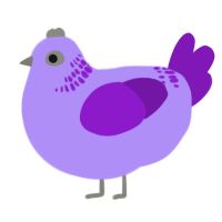 A lilac and violet chicken with a neck-band pattern
