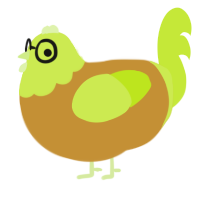 golden goose, a gold and lime chicken with a head pattern
