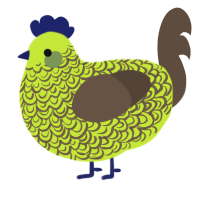 A lime and bark chicken with a double-lace pattern