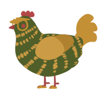 A olive and gold chicken with a bar pattern