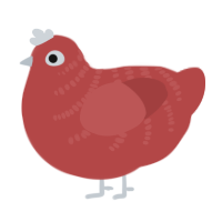 A red chicken with a half-bar pattern