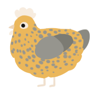 A honey and ash chicken with a speckle pattern