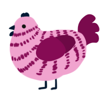 Berry Pie, a pink and wine chicken with a bar pattern