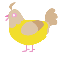A yellow and beige chicken with a head pattern