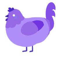 A lilac and blurple chicken with a head pattern