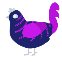 A navy and amethyst chicken with a half-bar pattern
